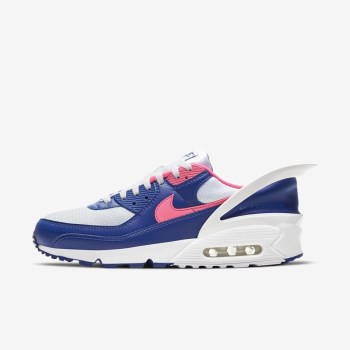 Nike Air Max 90 FlyEase - Férfi Utcai Cipő - Fehér/Fehér/Királykék/Rózsaszín